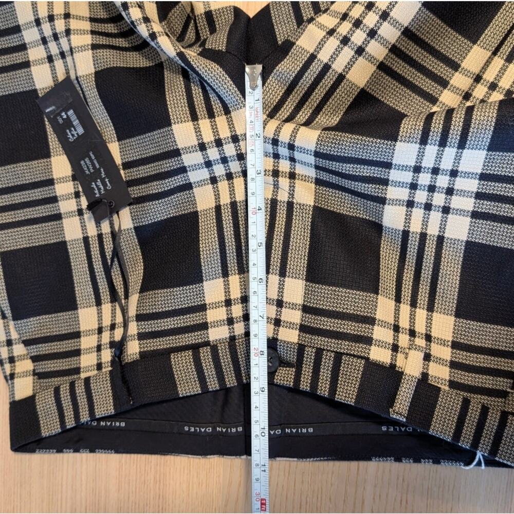 Brian Dales Pants Womens IT 44/M Black/Cream Check Plaid Wool Mid-rise Chino NWT - Picture 8 of 12